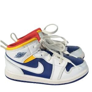 AIR JORDAN 1 MID WHITE/LASER ORANGE TD 640735-131 Toddler Size 9C Sneakers